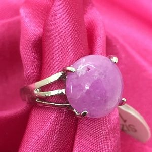 Pink-Purple Stone Fashion Ring Electro-Plate Sz 8